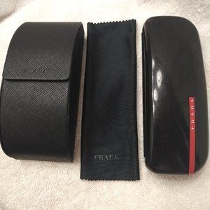 Prada Sunglasses Case (2) and Cloth (1)